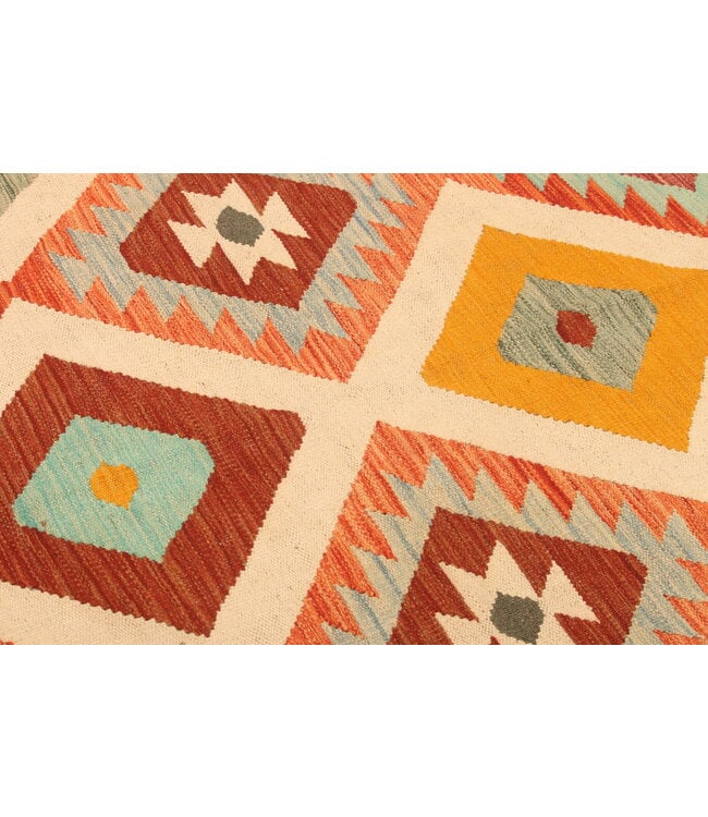 302x193cm Handgewebter Traditioneller Kelim Teppich Woll