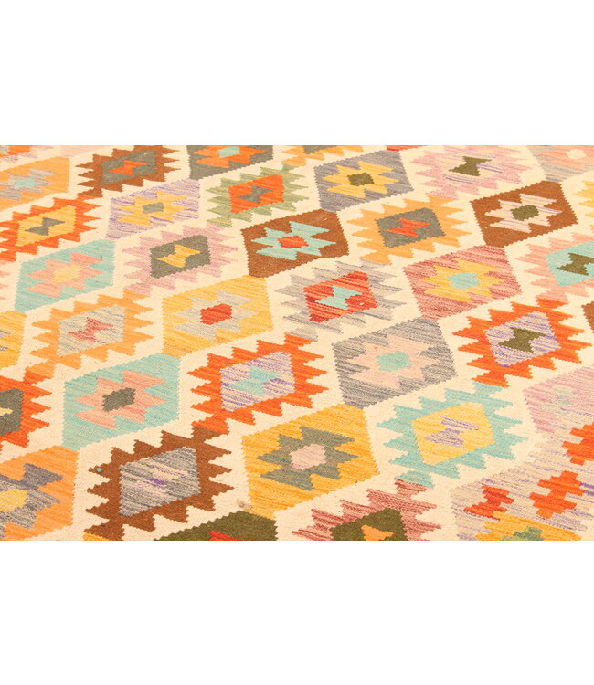 310x203cm Afghanischer orientalischer Wollteppich handgefertigter Kelim-Teppich