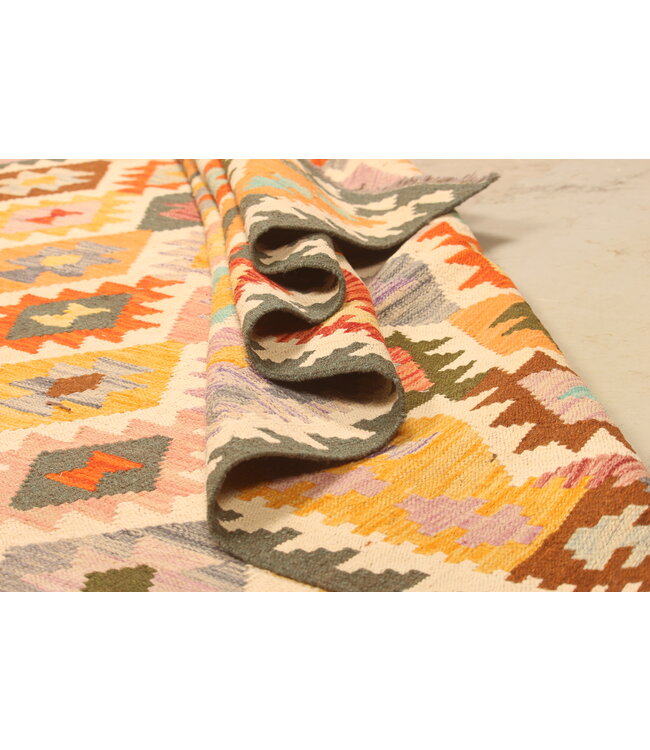 310x203cm Afghanischer orientalischer Wollteppich handgefertigter Kelim-Teppich