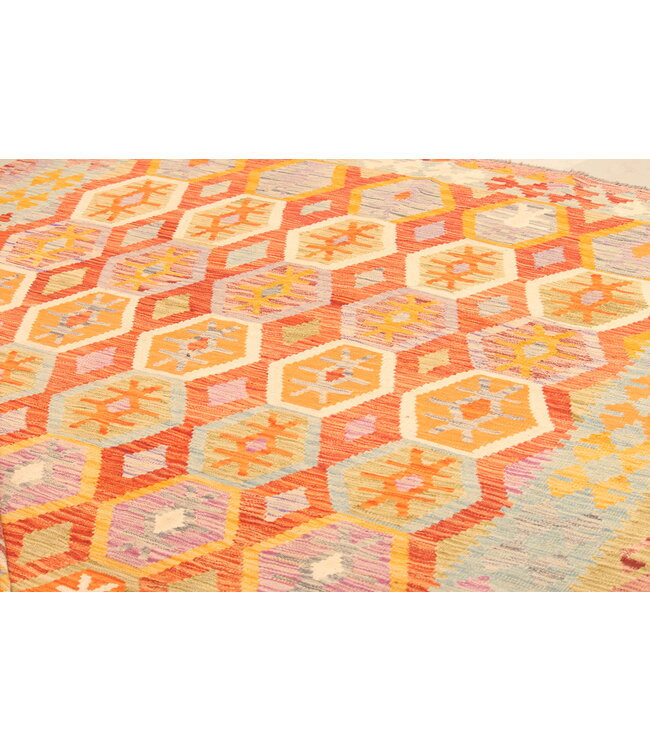 290x200cm Afghanischer orientalischer Wollteppich handgefertigter Kelim-Teppich