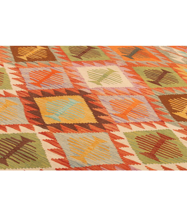 300x200cm Handgeweven Traditionele Kelim Vloerkleed Wol Tapijt