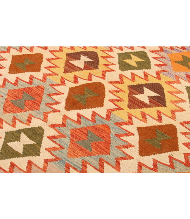 302x202cm Handgeweven Traditionele Kelim Vloerkleed Wol Tapijt