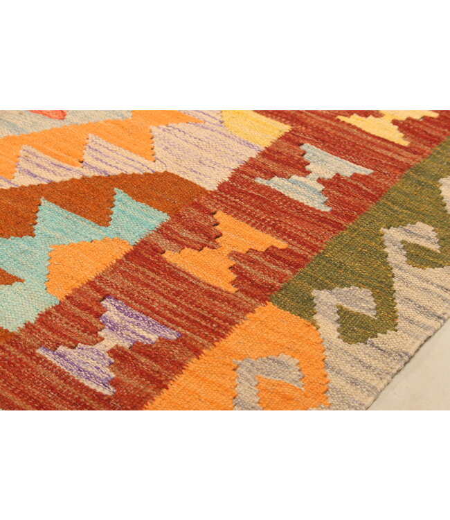 302x202cm Handgeweven Traditionele Kelim Vloerkleed Wol Tapijt