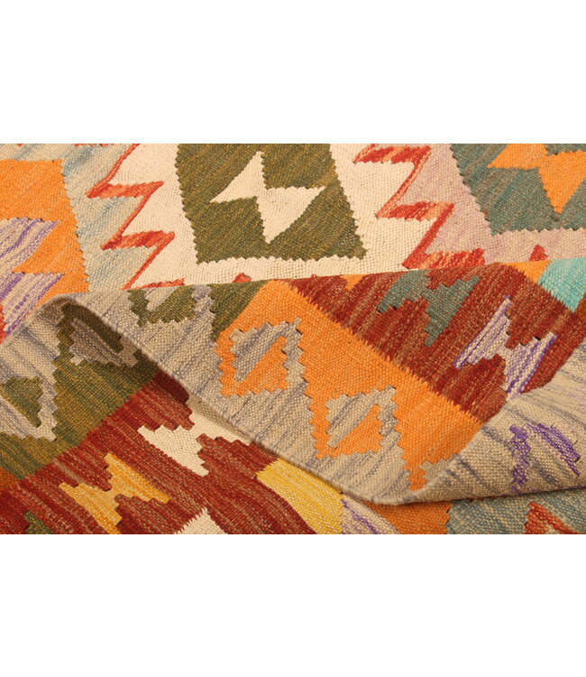 302x202cm Handgeweven Traditionele Kelim Vloerkleed Wol Tapijt