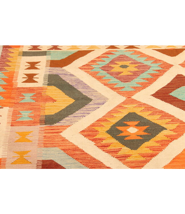 300x197cm Handgeweven Traditionele Kelim Vloerkleed Wol Tapijt