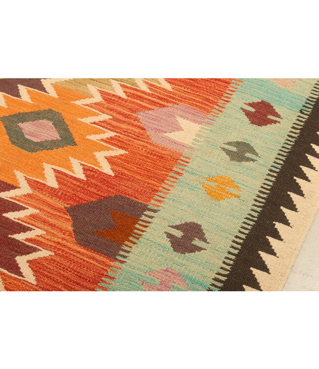 286x196cm Afghanischer orientalischer Wollteppich handgefertigter Kelim-Teppich