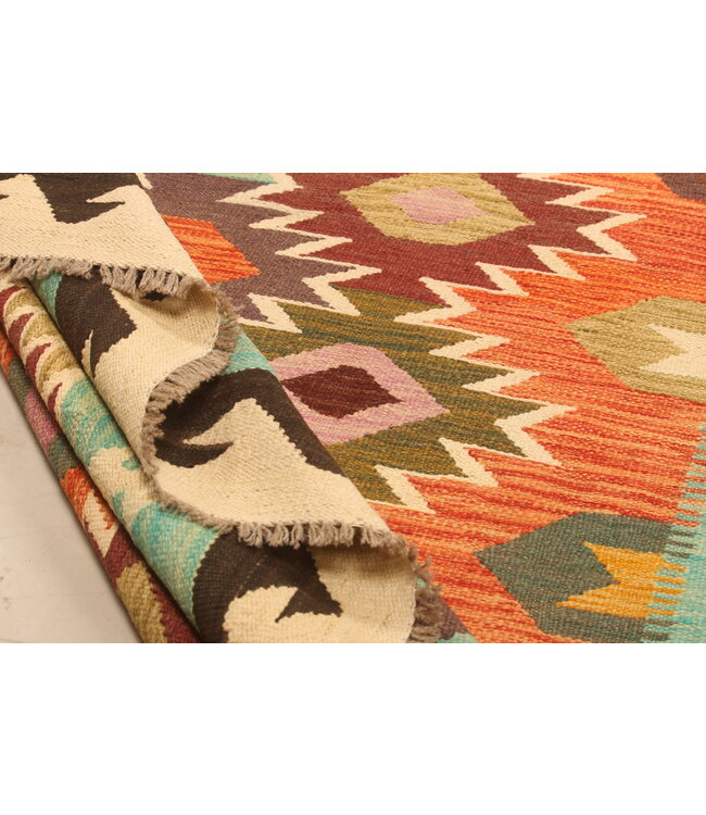 286x196cm Afghan Oriental wool carpet Handmade Kelim Rug