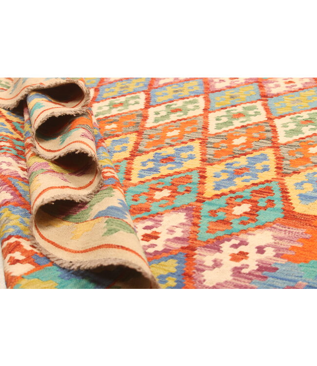 294x223cm Afghanischer orientalischer Wollteppich handgefertigter Kelim-Teppich