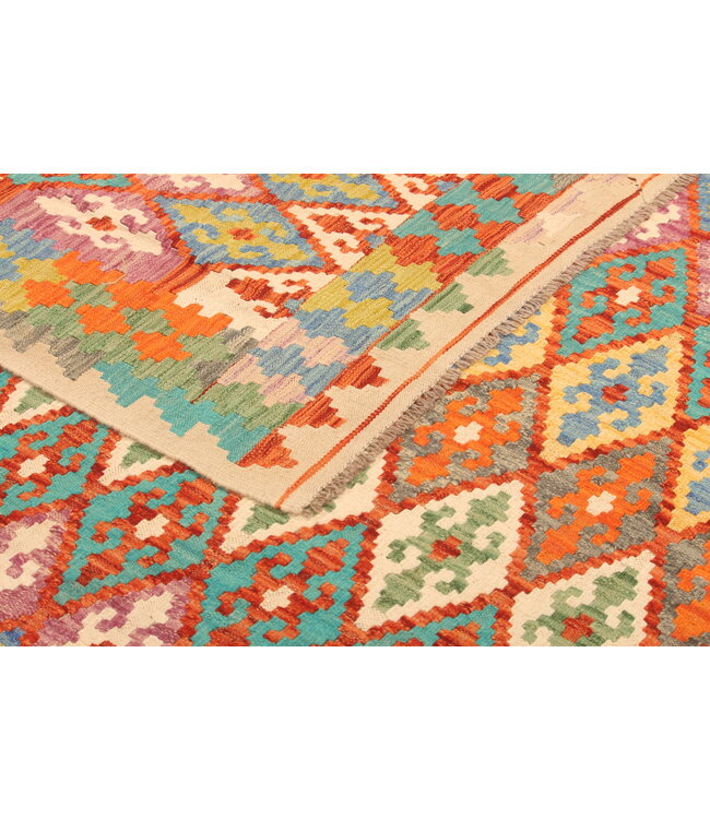 294x223cm Afghanischer orientalischer Wollteppich handgefertigter Kelim-Teppich