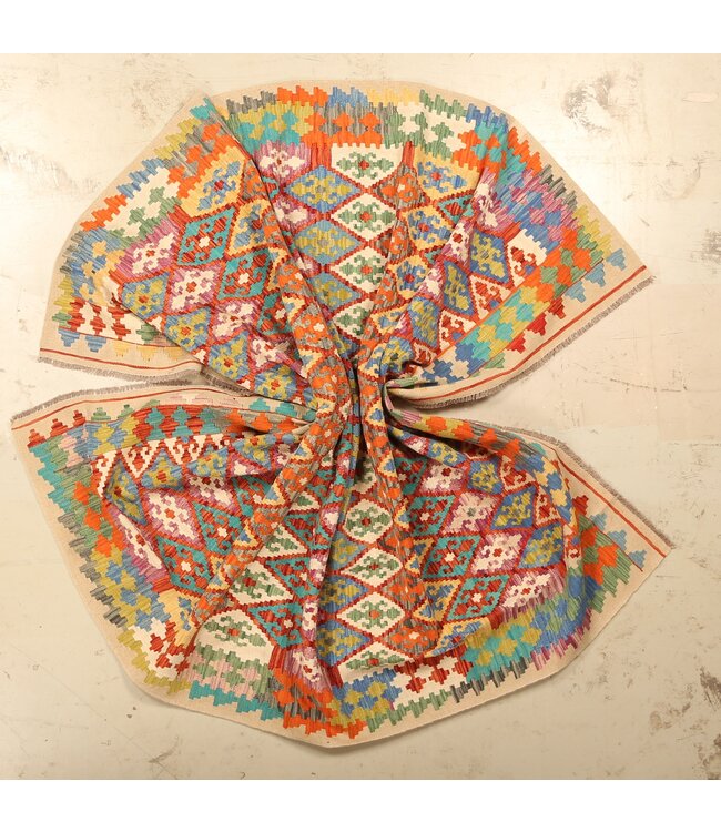 294x223cm Afghanischer orientalischer Wollteppich handgefertigter Kelim-Teppich