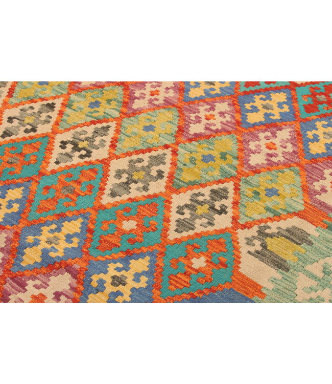 293x218cm Afghanischer orientalischer Wollteppich handgefertigter Kelim-Teppich