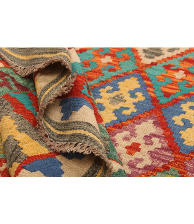 293x218cm Afghanischer orientalischer Wollteppich handgefertigter Kelim-Teppich