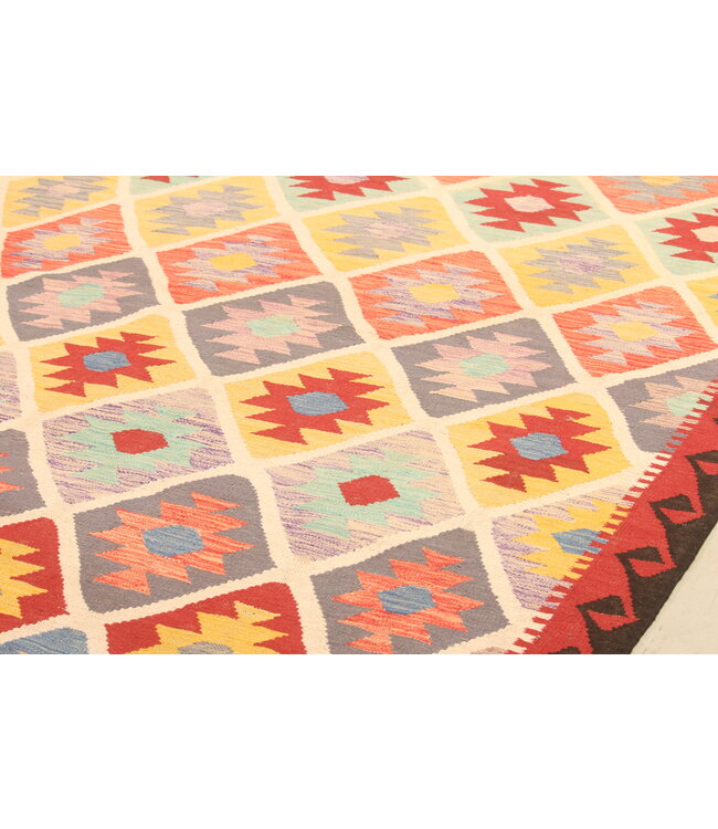 299x204cm Afghanischer orientalischer Wollteppich handgefertigter Kelim-Teppich