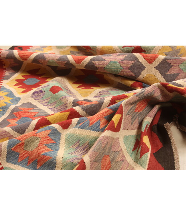 299x204cm Afghanischer orientalischer Wollteppich handgefertigter Kelim-Teppich