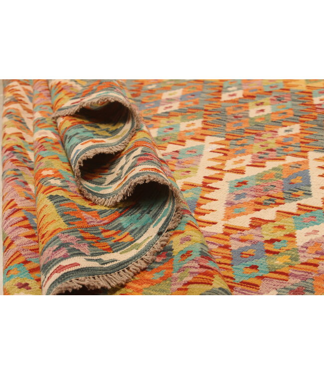 298x210cm Afghanischer orientalischer Wollteppich handgefertigter Kelim-Teppich