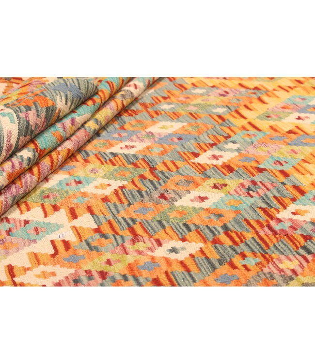 298x210cm Afghanischer orientalischer Wollteppich handgefertigter Kelim-Teppich