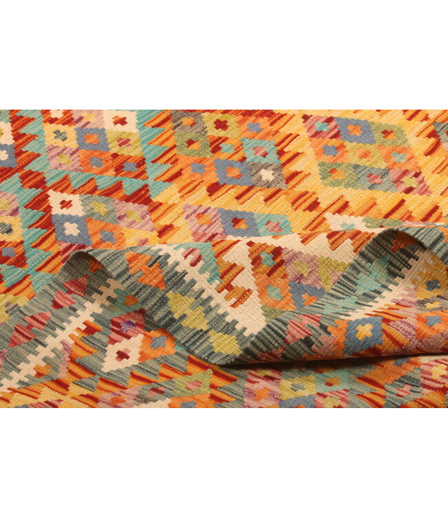 298x210cm Afghanischer orientalischer Wollteppich handgefertigter Kelim-Teppich