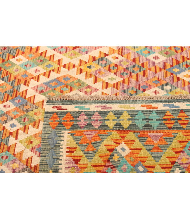 298x210cm Afghanischer orientalischer Wollteppich handgefertigter Kelim-Teppich