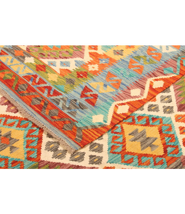 306x194cm Afghanischer orientalischer Wollteppich handgefertigter Kelim-Teppich