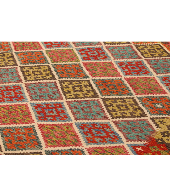 292x195cm Afghanischer orientalischer Wollteppich handgefertigter Kelim-Teppich