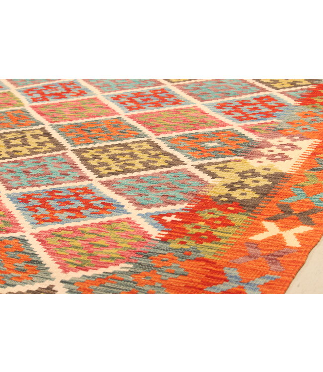 292x195cm Afghanischer orientalischer Wollteppich handgefertigter Kelim-Teppich