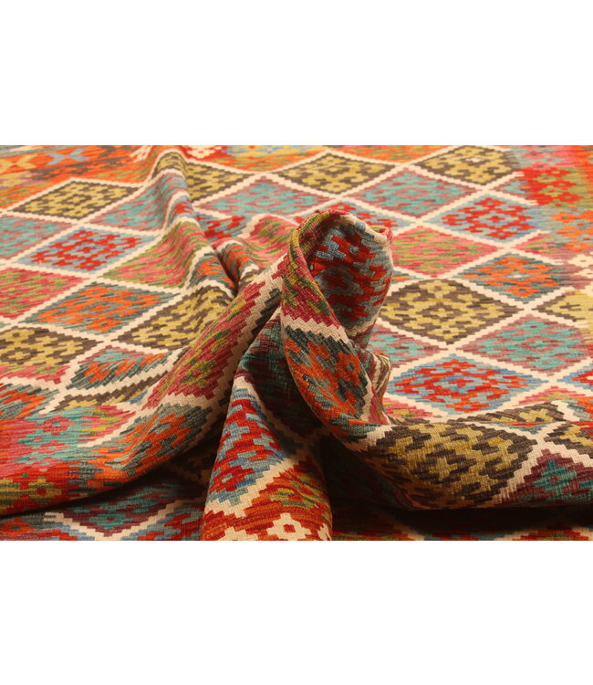 292x195cm Afghanischer orientalischer Wollteppich handgefertigter Kelim-Teppich