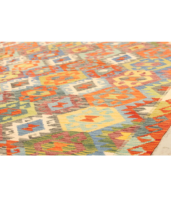 288x206cm Afghanischer orientalischer Wollteppich handgefertigter Kelim-Teppich