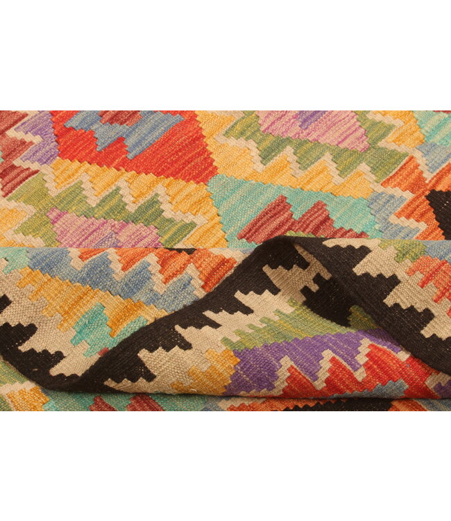 300x205cm Afghanischer orientalischer Wollteppich handgefertigter Kelim-Teppich