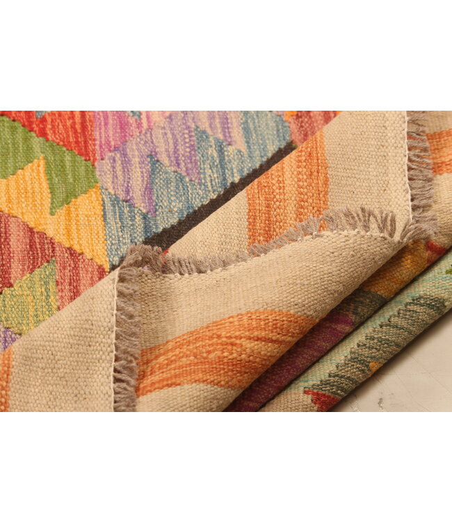 300x204cm Afghanischer orientalischer Wollteppich handgefertigter Kelim-Teppich