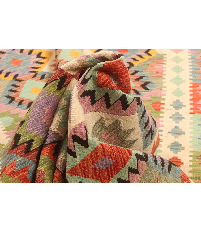 293x198cm Afghanischer orientalischer Wollteppich handgefertigter Kelim-Teppich