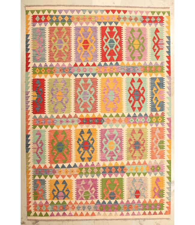 296x201cm Mooie handgeweven Kelim vloerkleed wollen oosterse tapijt