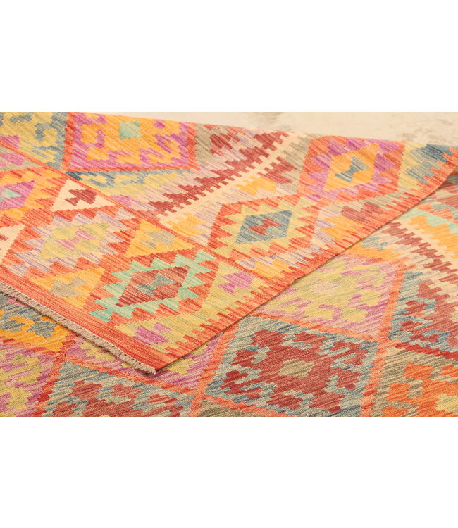 292x202cm Afghanischer orientalischer Wollteppich handgefertigter Kelim-Teppich