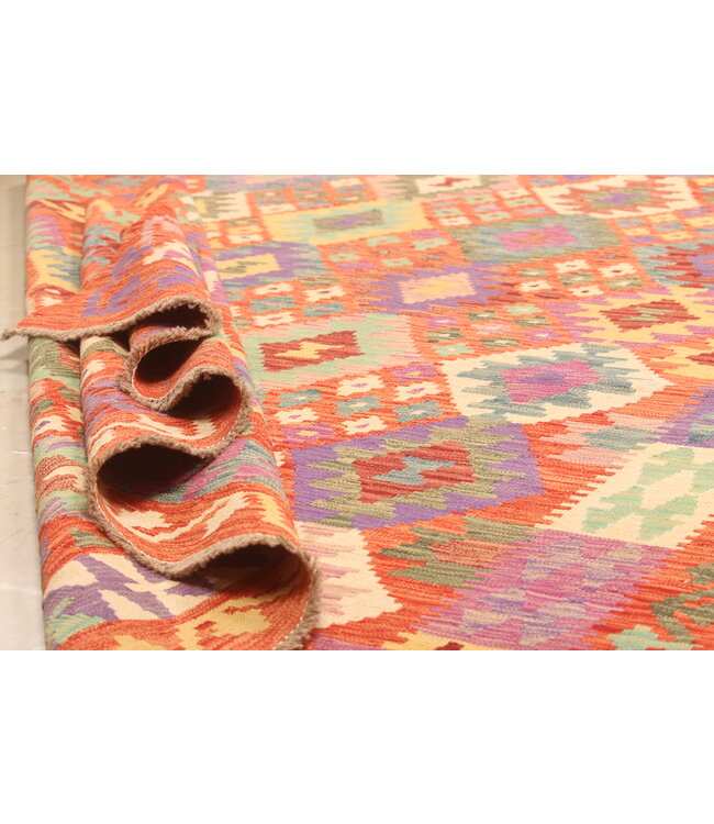 303x202cm  Afghanischer orientalischer Wollteppich handgefertigter Kelim-Teppich