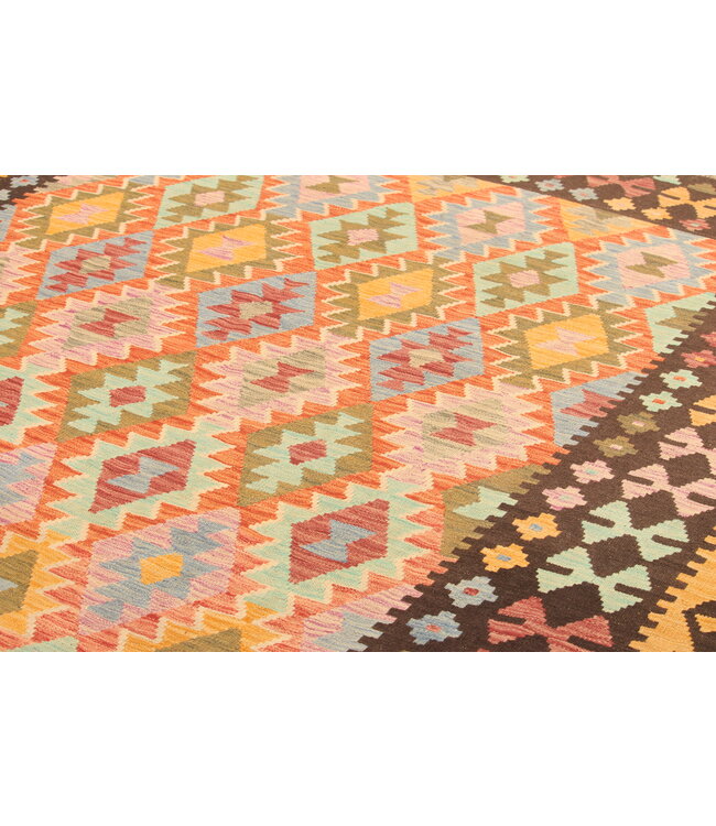 299x206cm  Afghanischer orientalischer Wollteppich handgefertigter Kelim-Teppich