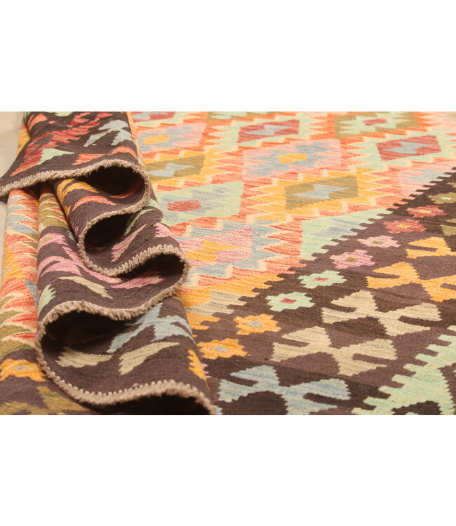 299x206cm  Afghanischer orientalischer Wollteppich handgefertigter Kelim-Teppich