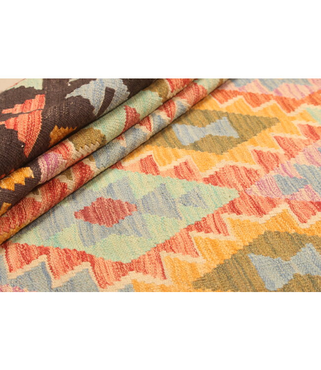 299x206cm  Afghanischer orientalischer Wollteppich handgefertigter Kelim-Teppich