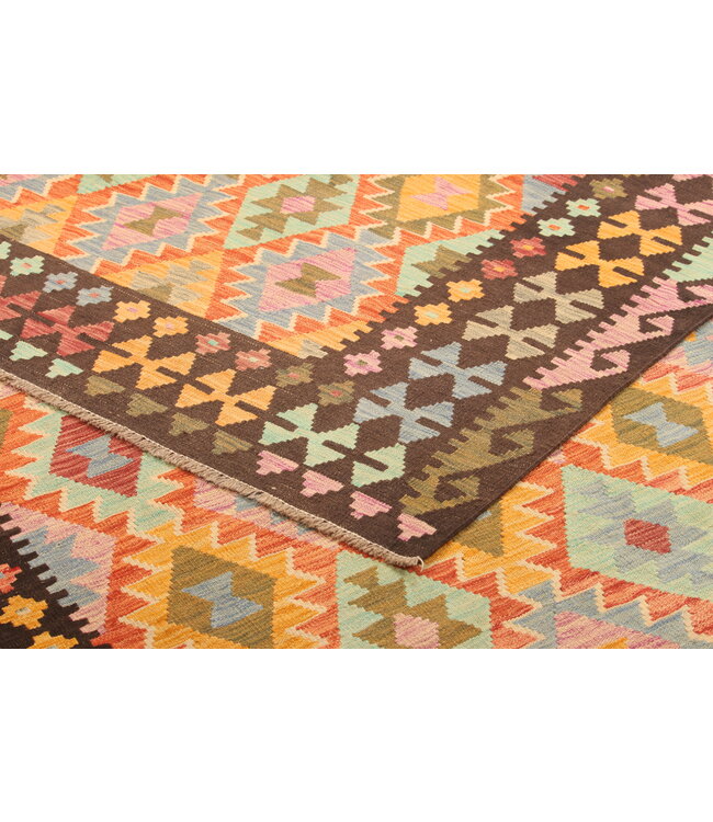 299x206cm  Afghanischer orientalischer Wollteppich handgefertigter Kelim-Teppich