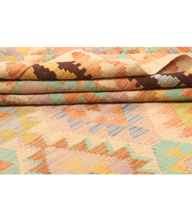 305x207cm Afghanischer orientalischer Wollteppich handgefertigter Kelim-Teppich