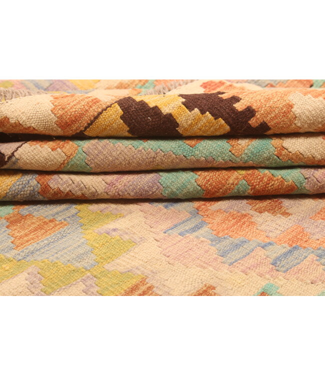 305x207cm Afghanischer orientalischer Wollteppich handgefertigter Kelim-Teppich