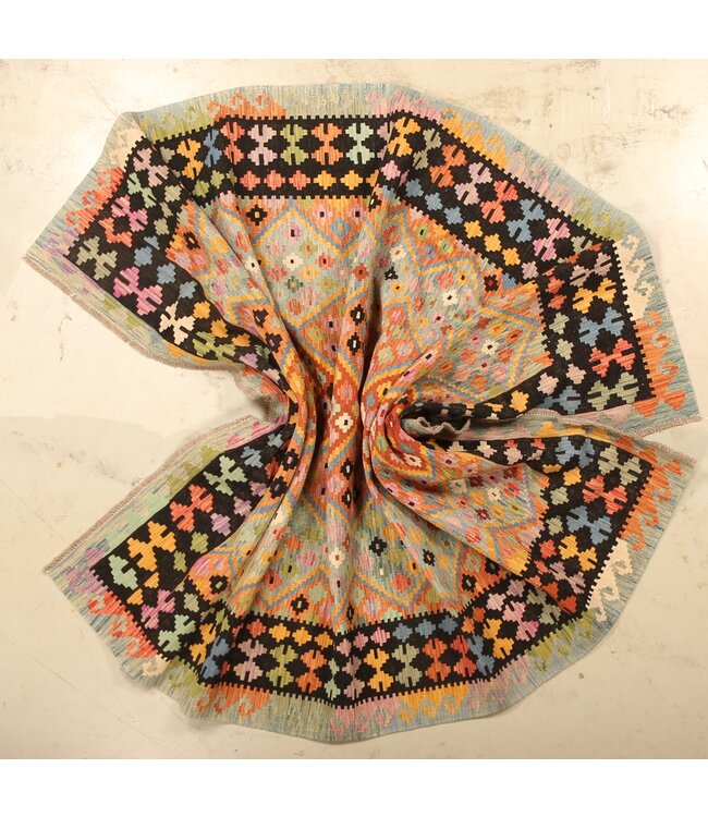 300x206cm Afghanischer orientalischer Wollteppich handgefertigter Kelim-Teppich