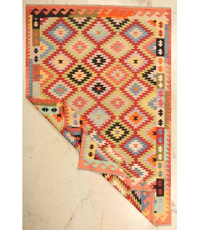 300x195cm Schöner teppich handgewebter Kelim-Wollteppich Orientalischer Teppich