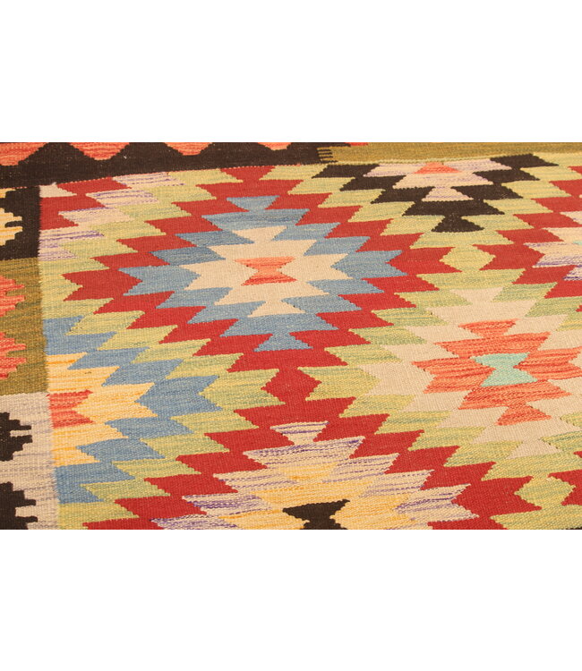 300x195cm Mooie handgeweven Kelim vloerkleed wollen oosterse tapijt