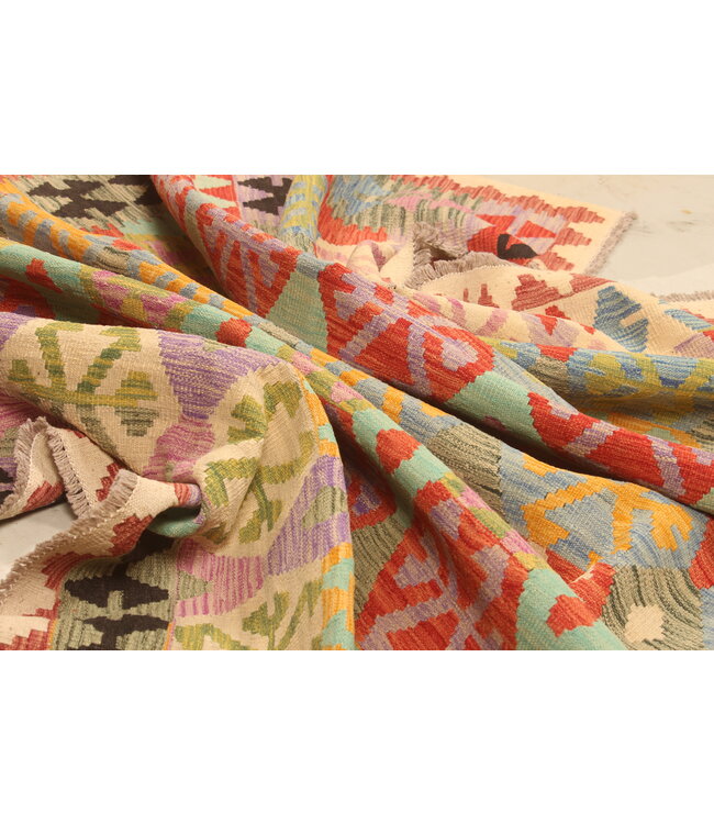 295x198cm Handwoven Traditional Kelim Area Rug Wool Carpet