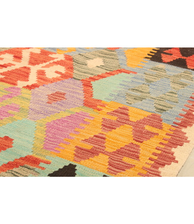 295x198cm Handgewebter Traditioneller Kelim Teppich Woll