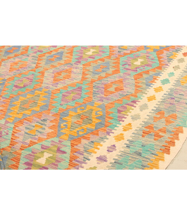 293x205cm Afghanischer orientalischer Wollteppich handgefertigter Kelim-Teppich