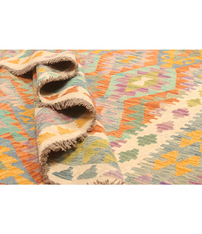 293x205cm Afghanischer orientalischer Wollteppich handgefertigter Kelim-Teppich