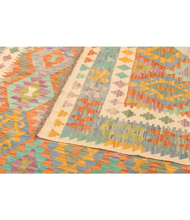 293x205cm Afghanischer orientalischer Wollteppich handgefertigter Kelim-Teppich