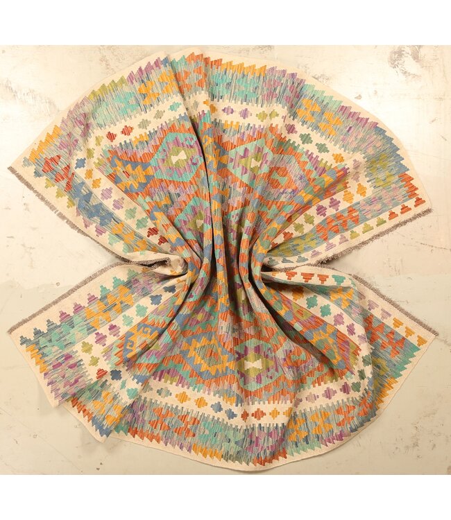 293x205cm Afghanischer orientalischer Wollteppich handgefertigter Kelim-Teppich