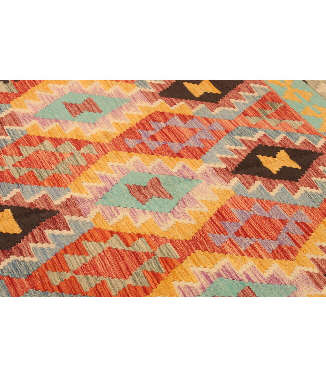 304x200cm Handgeweven Traditionele Kelim Vloerkleed Wol Tapijt