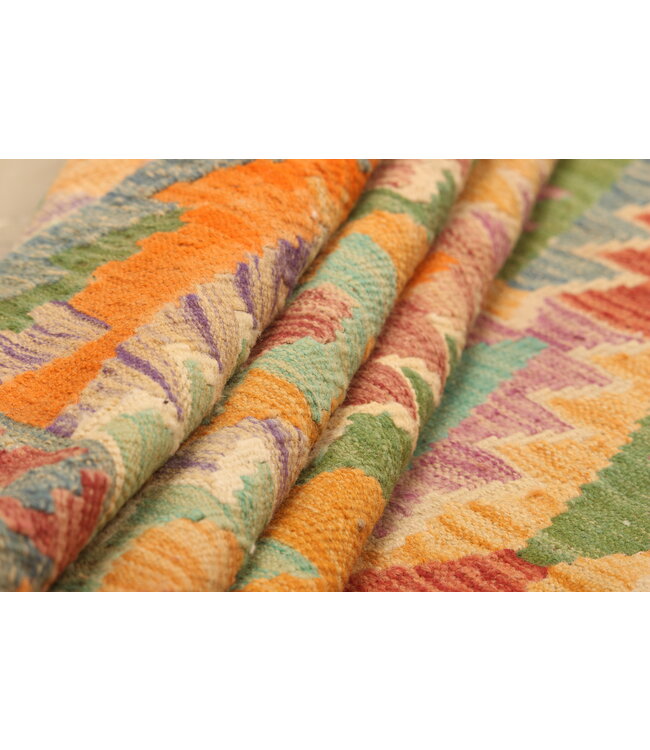 290x204cm Handgeweven Traditionele Kelim Vloerkleed Wol Tapijt